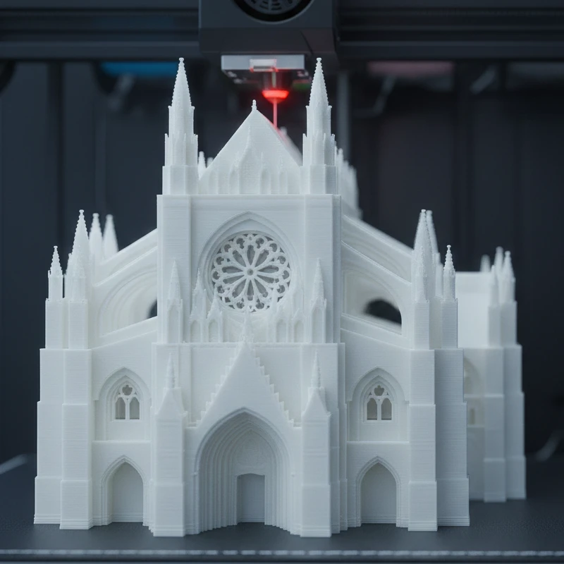 Detailní pohled na 3D tiskárnu při výrobě prototypu